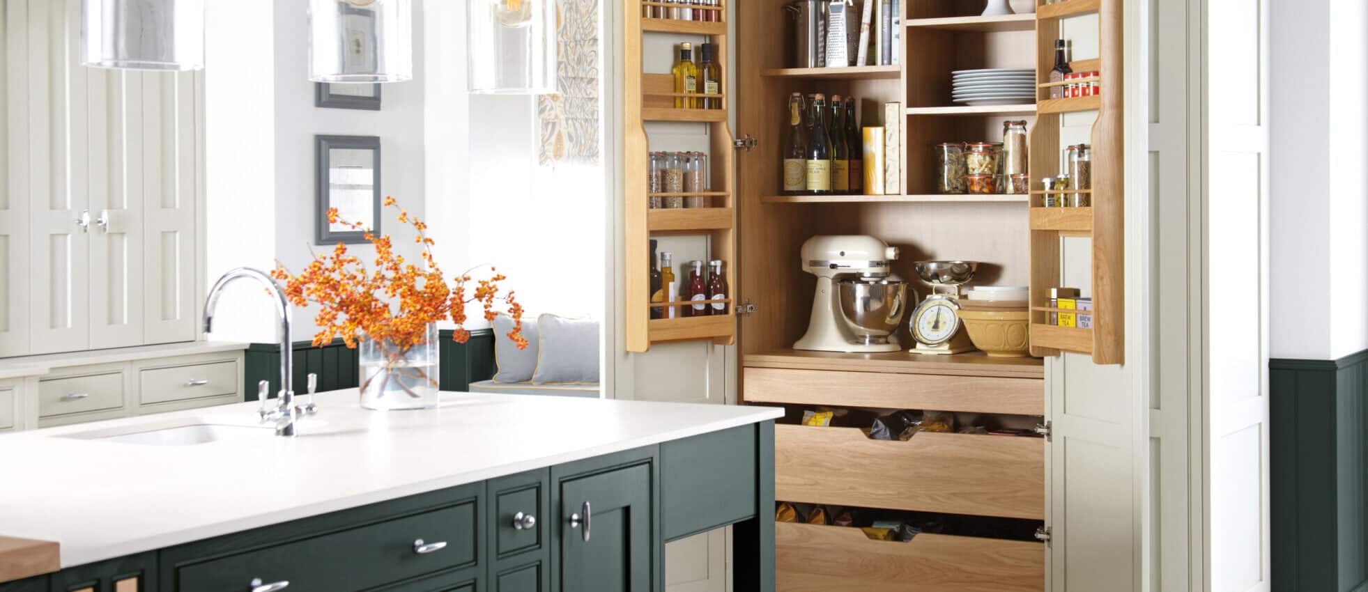 Shaker-Style In-Frame Kitchen with Beaded Frame in Riptide and Bone